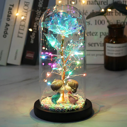 HOT LED ENCHANTED GALAXY ROSE ETERNAL BEAUTY AND THE BEAST ROSE WITH FAIRY LIGHTS